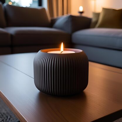 Porta Velas LED con Diseño Acanalado Vertical