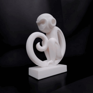 Escultura Mono Minimalista sobre Pedestal