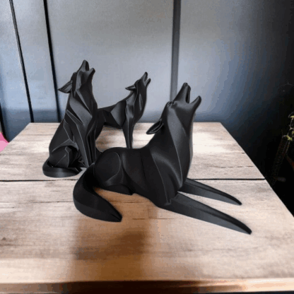 Escultura Lobo Aullando Minimalista (Hermano 2) - Imagen 15
