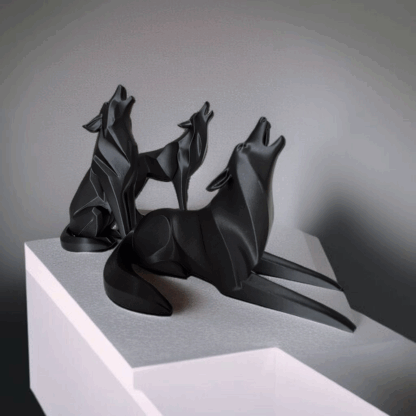Escultura Lobo Aullando Minimalista (Hermano 2) - Imagen 16