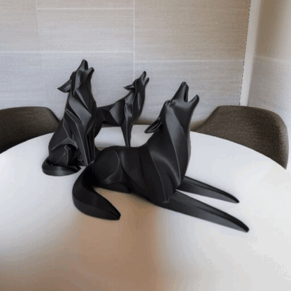 Escultura Lobo Aullando Minimalista (Hermano 2) - Imagen 18