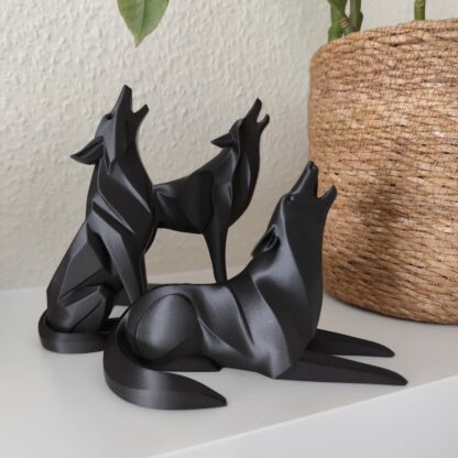 Escultura Lobo Aullando Minimalista (Hermano 2) - Imagen 2