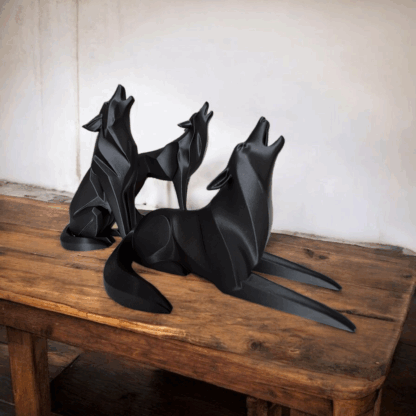 Escultura Lobo Aullando Minimalista (Hermano 2) - Imagen 21