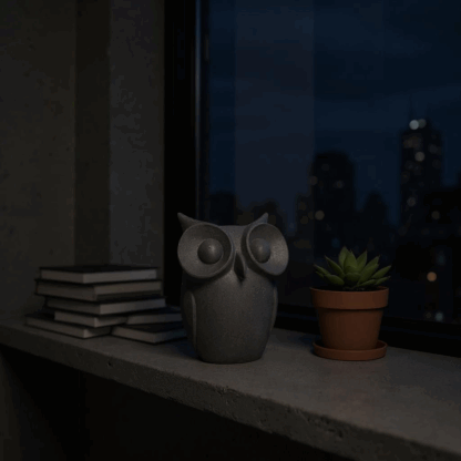 Escultura Minimalista de Búho – Forma pura y ojos expresivos - Imagen 2