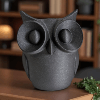 Escultura Minimalista de Búho – Forma pura y ojos expresivos