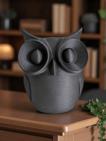 Escultura Minimalista de Búho – Forma pura y ojos expresivos